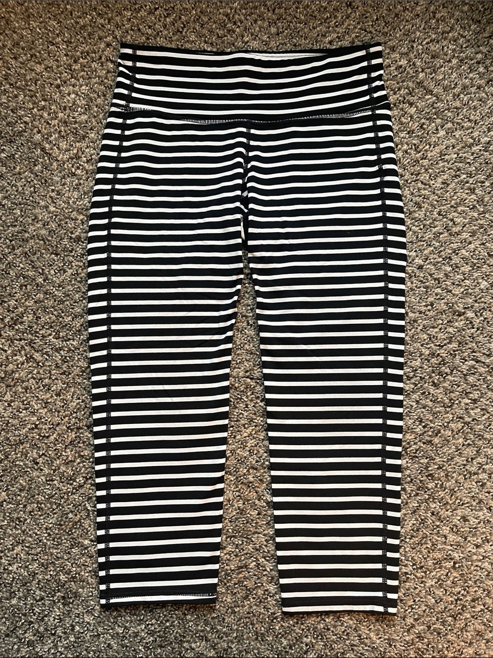 Athleta Black & White Striped Leggings - Size S